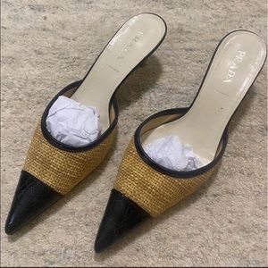 Prada Rattan Kitten Heel